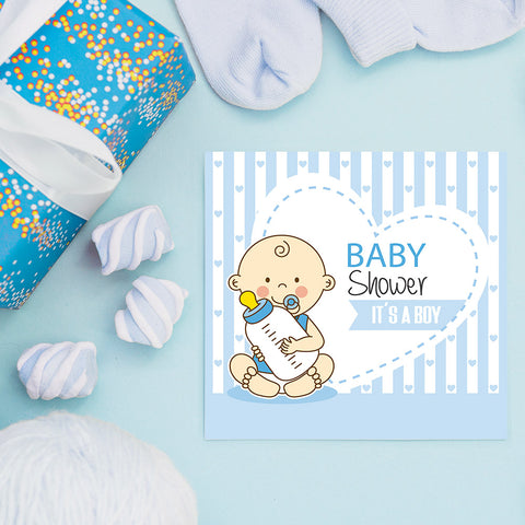Baby Boy with Bottle, Baby Shower Decoration Poster ambiance display photo sample