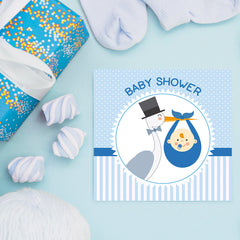 The Stork Brings a Baby Boy, Baby Shower Decoration Poster ambiance display photo sample