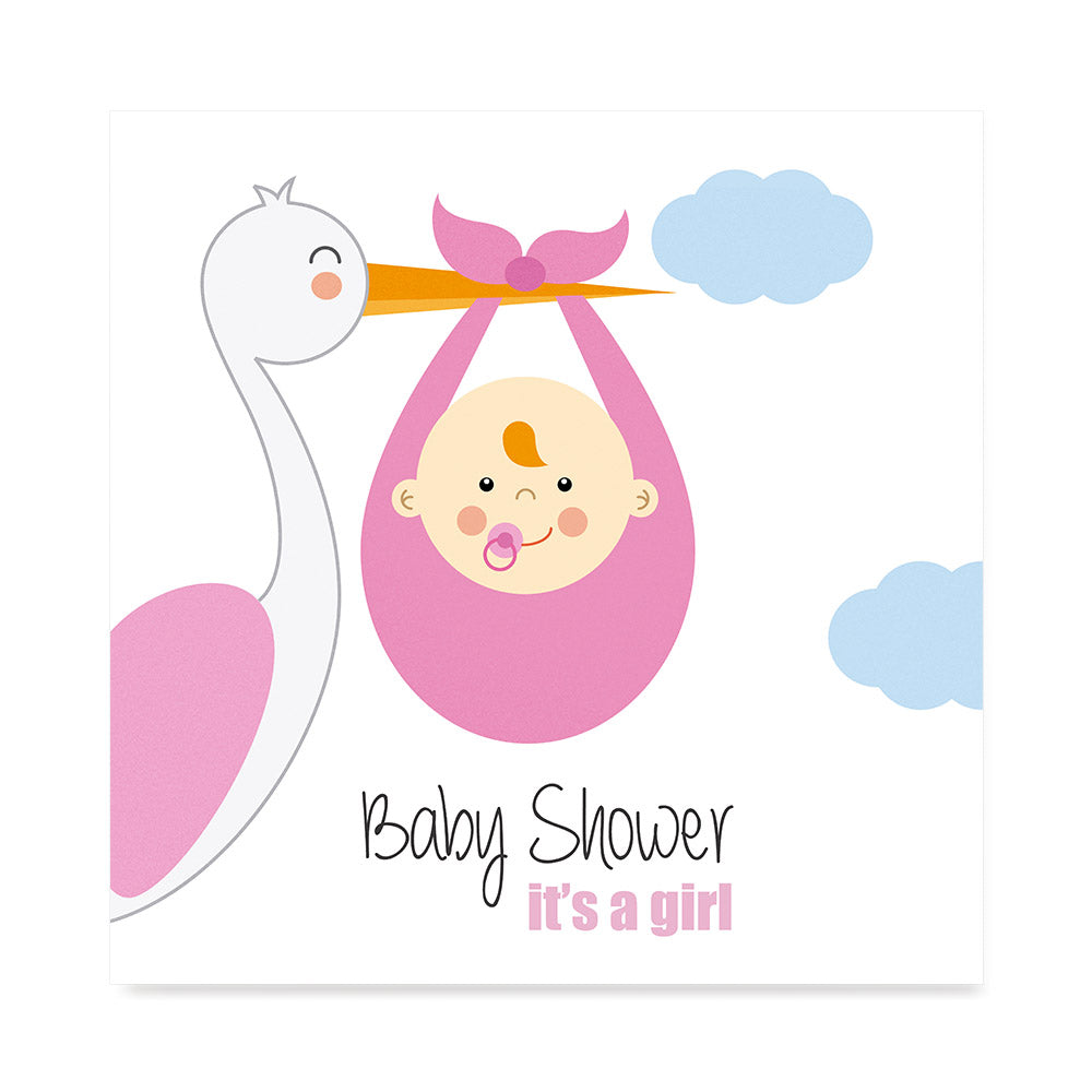 High quality The Stork Brings a Baby Girl, Baby Shower Decoration Poster poster prints