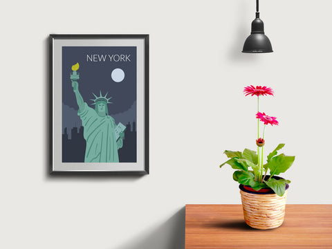 World Cities Retro Posters: New York ambiance display photo sample